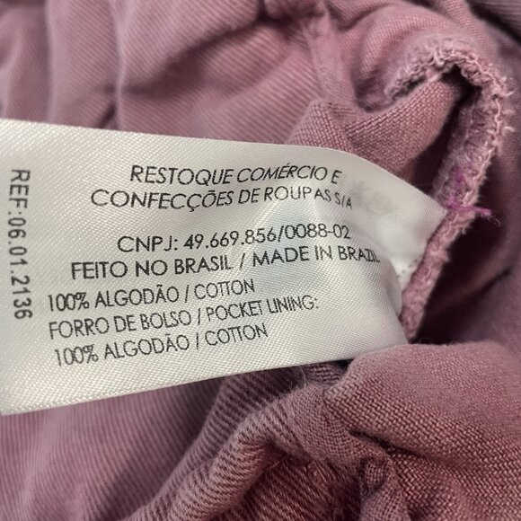 John John Purple Pink 100% Cotton Twill High Rise Paperbag Jean Shorts Size 30 - Picture 4 of 9